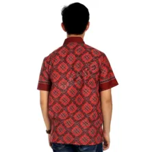 KEMEJA BATIK PENDEK Kemeja Batik Pendek Katun 5JA3 Merah Cabe