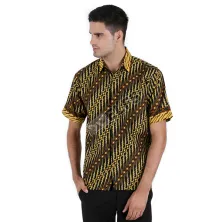 KEMEJA BATIK PENDEK Kemeja Batik Pendek Katun 8F17003 Hitam