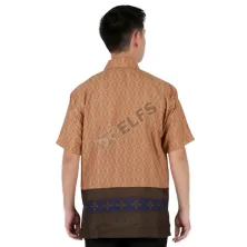 KEMEJA BATIK PENDEK Kemeja Batik Pendek Semi Satin 8F17008 Coklat Muda