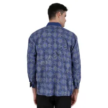 KEMEJA BATIK PANJANG Kemeja Batik Panjang Katun 8F17007 Biru Tua