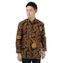 KEMEJA BATIK PANJANG Kemeja Batik Panjang Katun Sogan Cendrawasih Coklat Tua