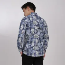 KEMEJA BATIK PANJANG KEMEJA PRIA BATIK SONGKET LENGAN PANJANG SLIMFIT TERMURAH MXL 11 BIRU MUDA