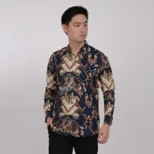 KEMEJA BATIK PANJANG KEMEJA PRIA BATIK SONGKET LENGAN PANJANG SLIMFIT TERMURAH MXL 13 COKLAT MUDA