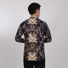 KEMEJA BATIK PANJANG KEMEJA PRIA BATIK SONGKET LENGAN PANJANG SLIMFIT TERMURAH MXL 13 COKLAT MUDA