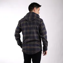 KEMEJA PANJANG KEMEJA FLANEL PRIA HOODIE LENGAN PANJANG MOTIF KOTAK 05 ABU MUDA  Coklat Tua