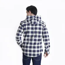 KEMEJA PANJANG KEMEJA FLANEL PRIA HOODIE LENGAN PANJANG MOTIF KOTAK 06 ABU MUDA BIRU DONGKER