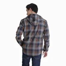 KEMEJA PANJANG KEMEJA FLANEL PRIA HOODIE LENGAN PANJANG MOTIF KOTAK 07 ABU MUDA COKLAT TUA