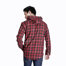 KEMEJA PANJANG KEMEJA FLANEL PRIA HOODIE LENGAN PANJANG MOTIF KOTAK 08 ABU MUDA MERAH CABE