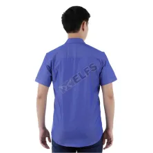 KEMEJA PENDEK Kemeja Pendek Pria Katun Metallic 125D1R Biru Tua