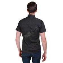 KEMEJA PENDEK Kemeja Pendek Pria Katun Stretch Misty Hitam