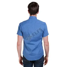 KEMEJA PENDEK Kemeja Pendek Pria Katun Stretch Pattern Biru Tua