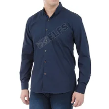 KEMEJA PANJANG Kemeja Panjang Pria Katun Brown Button 3S Biru Dongker