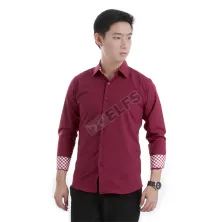 KEMEJA PANJANG Kemeja Panjang Pria Reversible Cuff Maroon