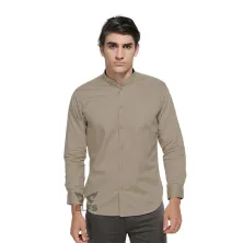 KEMEJA PANJANG Kemeja Panjang Pria Twill Kerah 2in1 Khaki